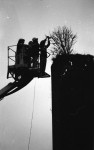 Fred does a SANTA in reverse - up the chimney instead of down.